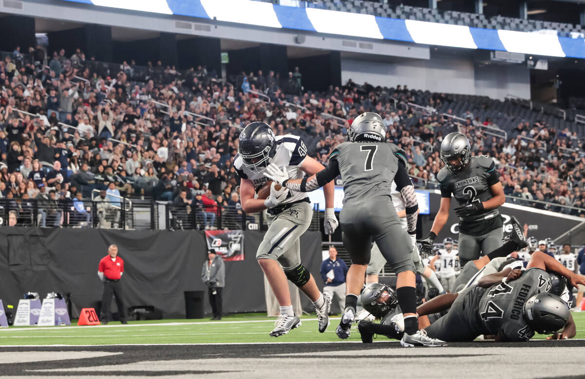 Shadow Ridge's Evan Cannon (42) scores a touchdown against Silverado during the first half of t ...