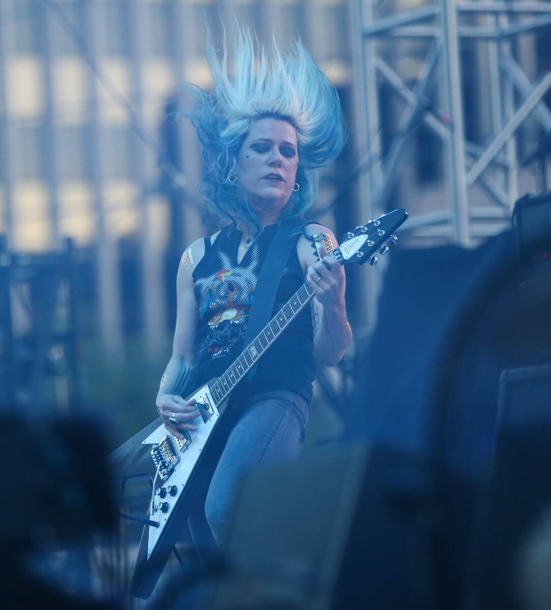 Donita Sparks of L7 performs during the first day of the Punk Rock Bowling music festival in do ...