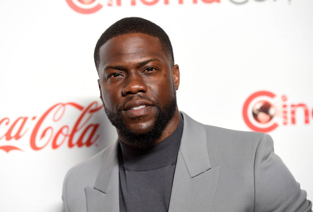 FILE - In this April 4, 2019 file photo, Kevin Hart, recipient of the CinemaCon international s ...