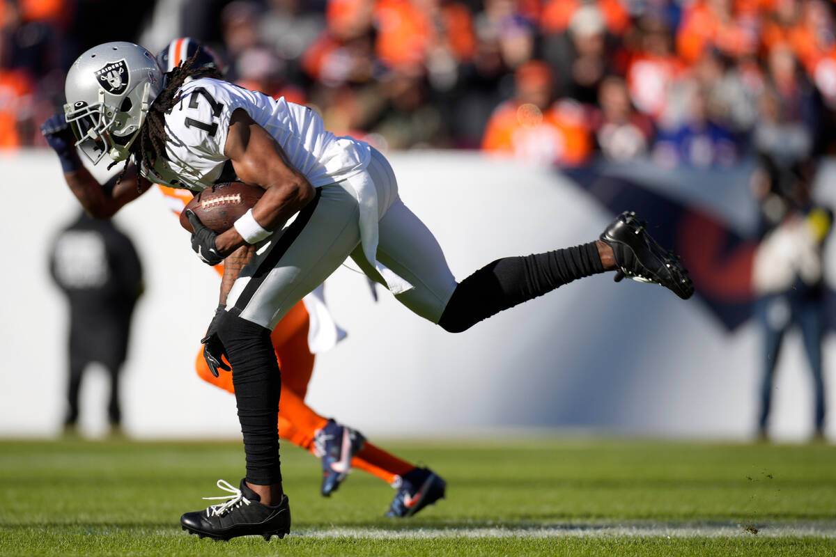 Las Vegas Raiders wide receiver Davante Adams (17) in the first half of an NFL football game Su ...