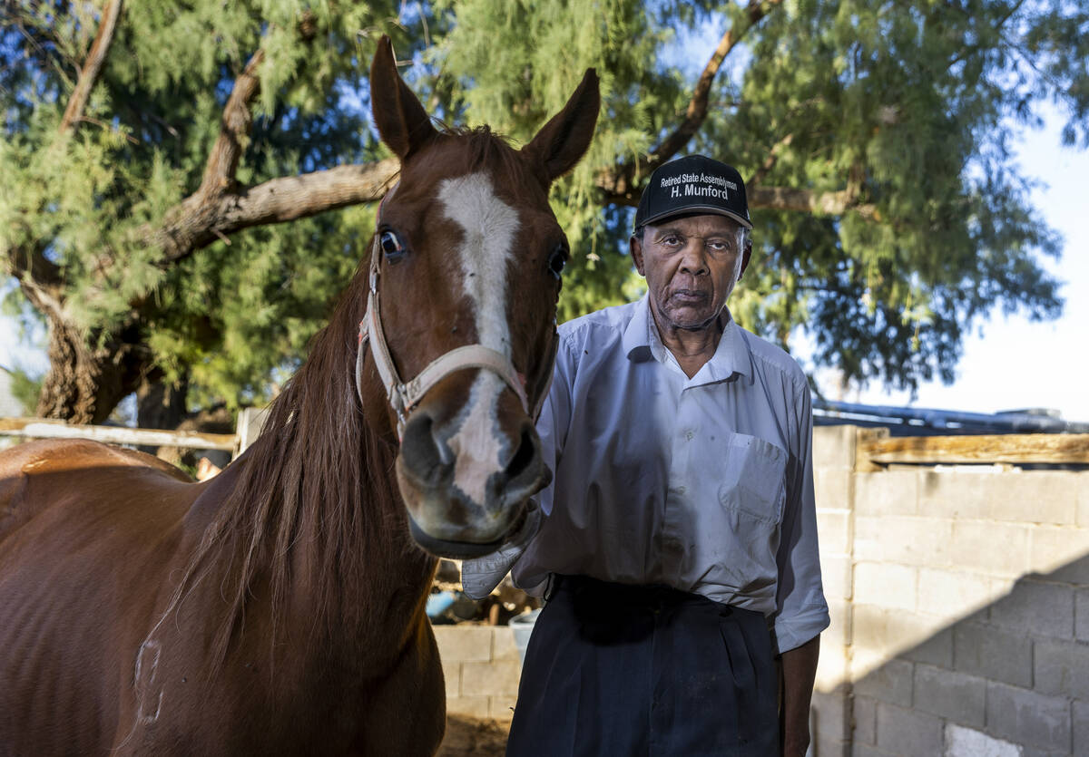 Harvey Munford at home with his horse Majesty, the last of four horses he had there on Tuesday, ...