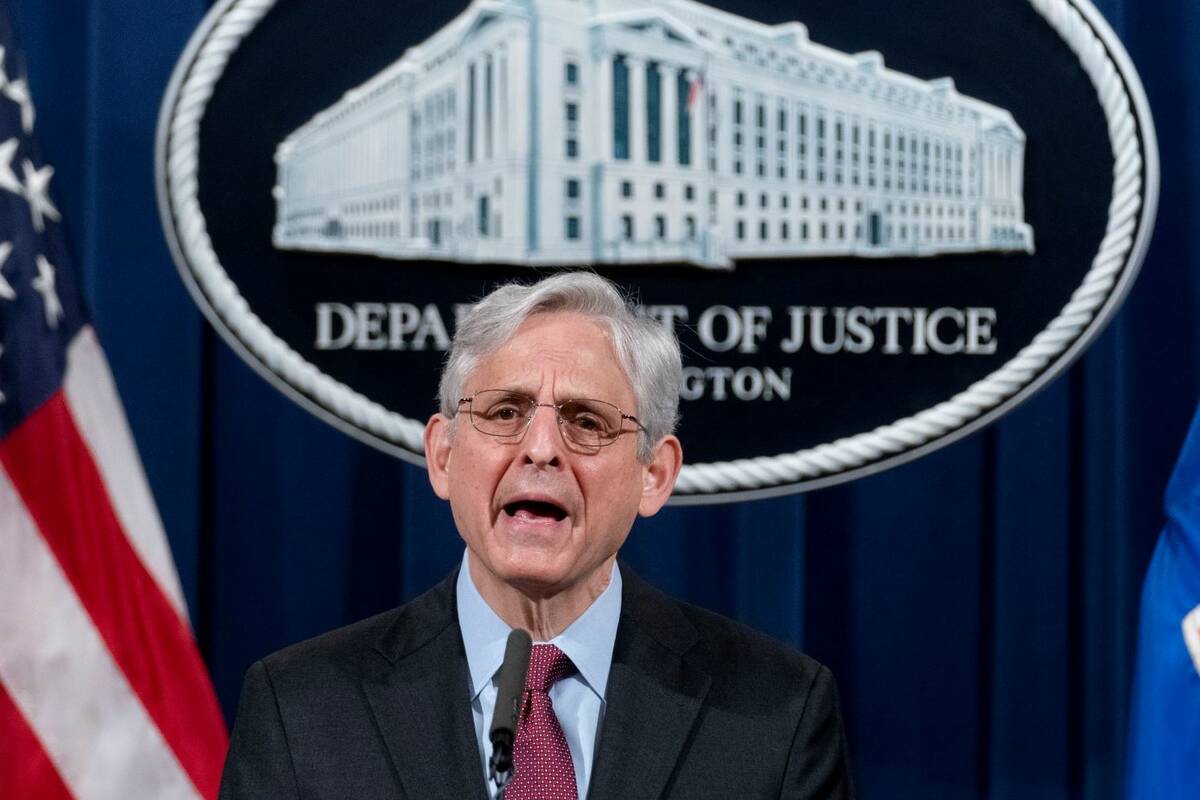 Attorney General Merrick Garland speaks at the Department of Justice, Wednesday, April 21, 2021 ...