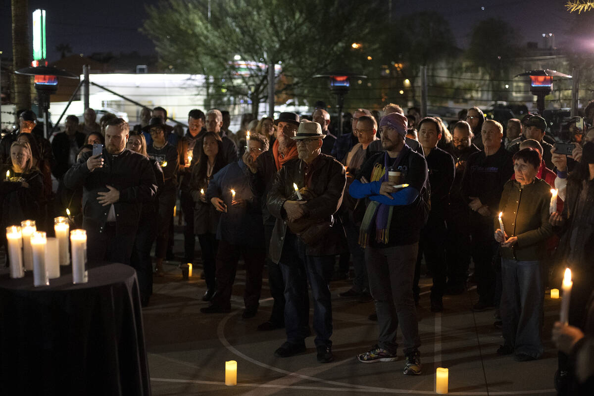 Members of the queer community and allies gather for a vigil at the LGBTQ Center of Southern Ne ...