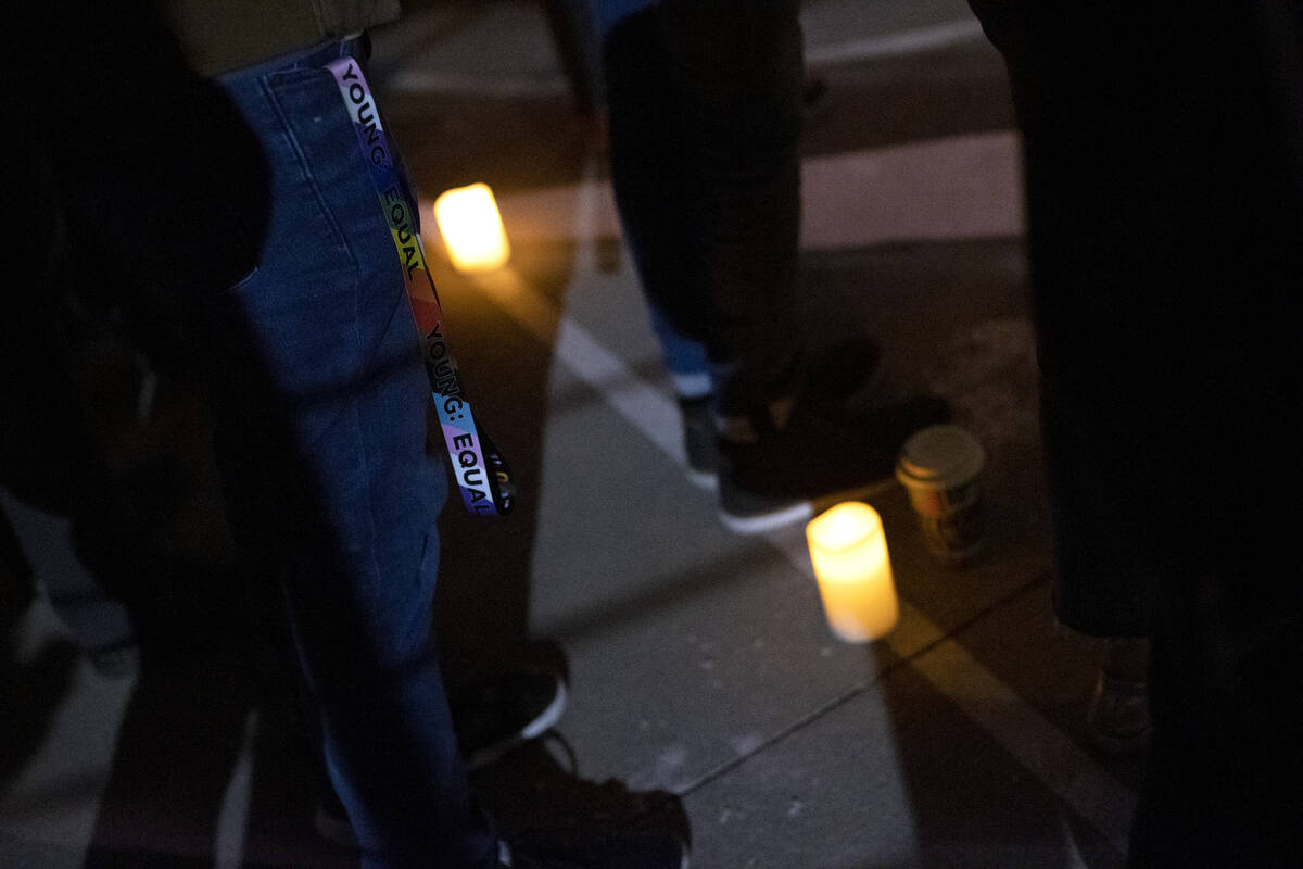 Members of the queer community and allies gather for a vigil at the LGBTQ Center of Southern Ne ...