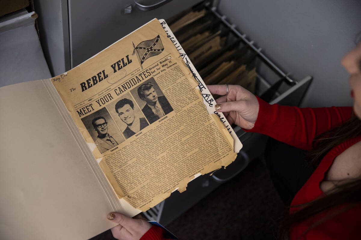 Vanessa Booth, editor-in-chief at The Scarlet & Gray Free Press, UNLV’s student newspaper, lo ...