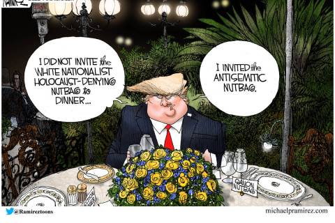 Trump ducks responsibility for his dinner with Ye and white nationalist Nick Fuentes.