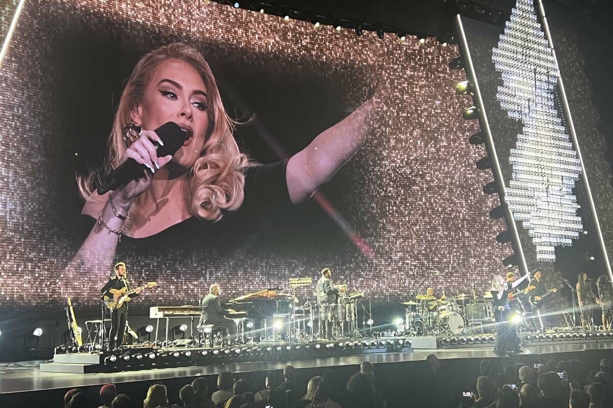 Adele is shown on opening night of "Weekends With Adele" at the Colosseum at Caesars Palace on ...