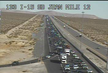 Drivers head south to California on Interstate 15 near Jean on Nov. 27, 2022. (Nevada Departmen ...