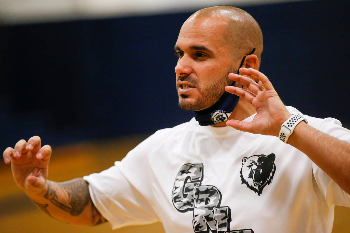 Spring Valley coach Billy Hemberger leads basketball practice at Spring Valley High School in L ...