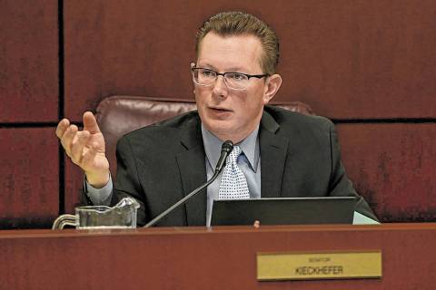 Sen. Ben Kieckhefer, R-Reno, asks a question during a Finance Committee meeting in the Legislat ...