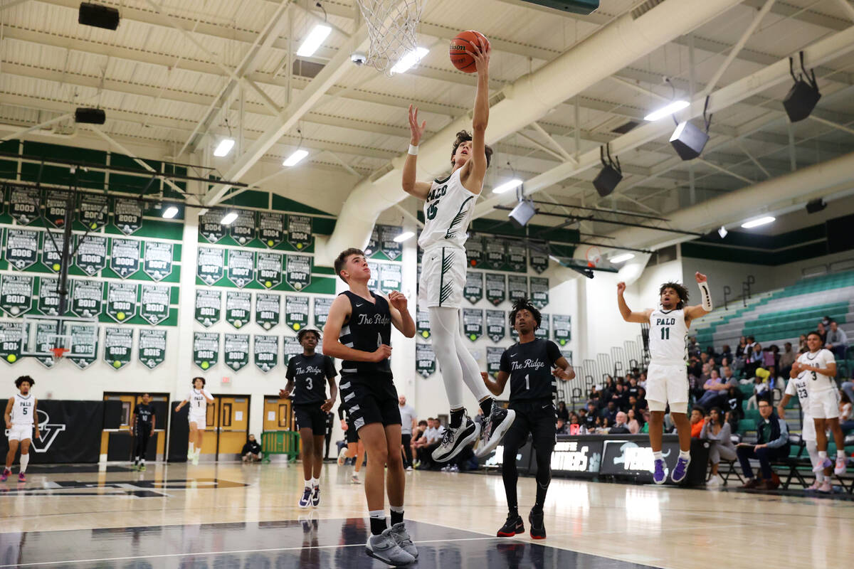 Palo Verde's Andrew Miller (15) goes up for a shot against Shadow Ridge during a boy's basketba ...