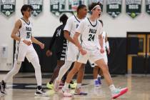 Palo Verde's Mason Abittan (24) reacts after scoring a 3-point shot against Shadow Ridge during ...