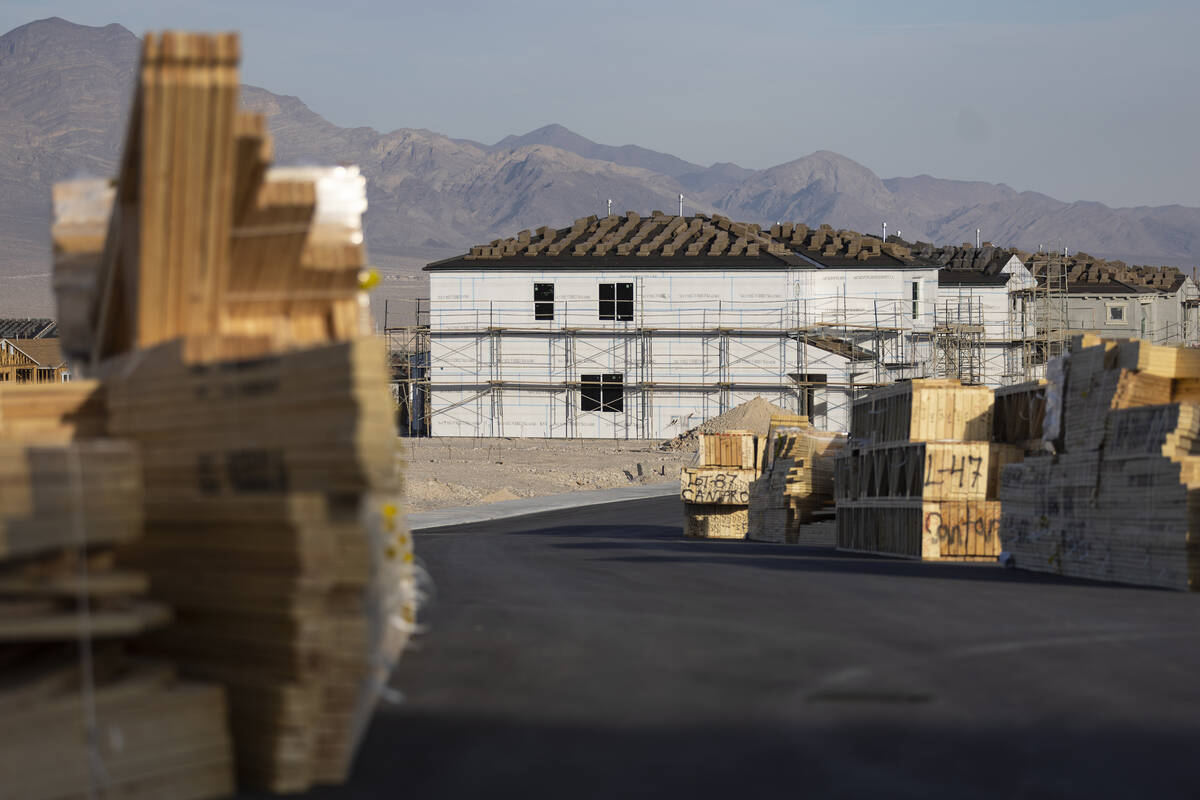 New home construction in the Skye Canyon Master Planned Community in Las Vegas is seen on Monda ...