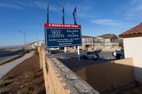 New home construction in the Skye Canyon Master Planned Community in Las Vegas is seen on Monda ...