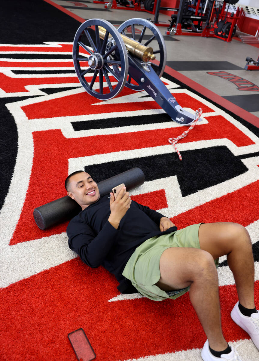 UNLV Rebels place kicker Daniel Gutierrez waits in the training room on campus for a celebratio ...