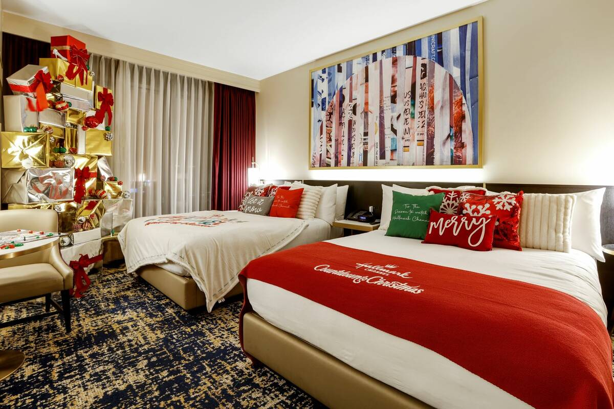 A look inside the "Glam Christmas" suite at the Hilton Las Vegas at Resorts World that was made ...