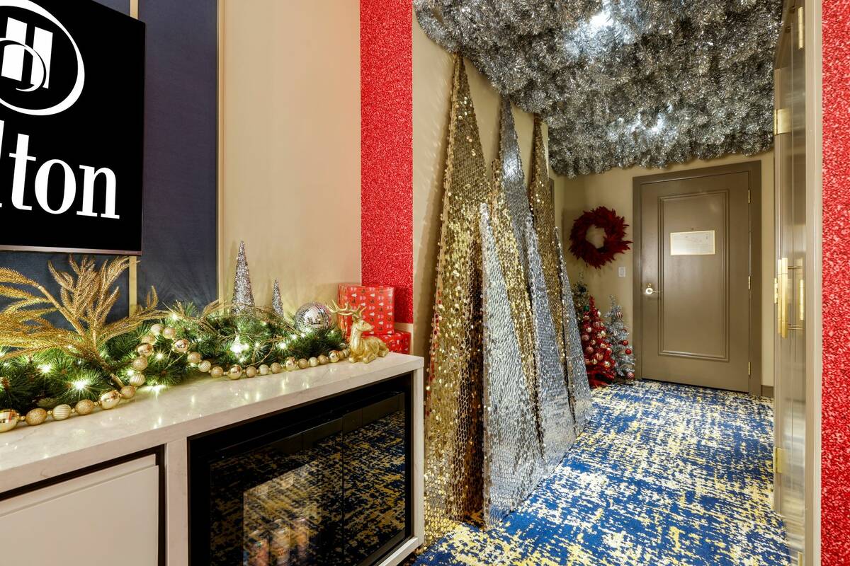 A look inside the "Glam Christmas" suite at the Hilton Las Vegas at Resorts World that was made ...