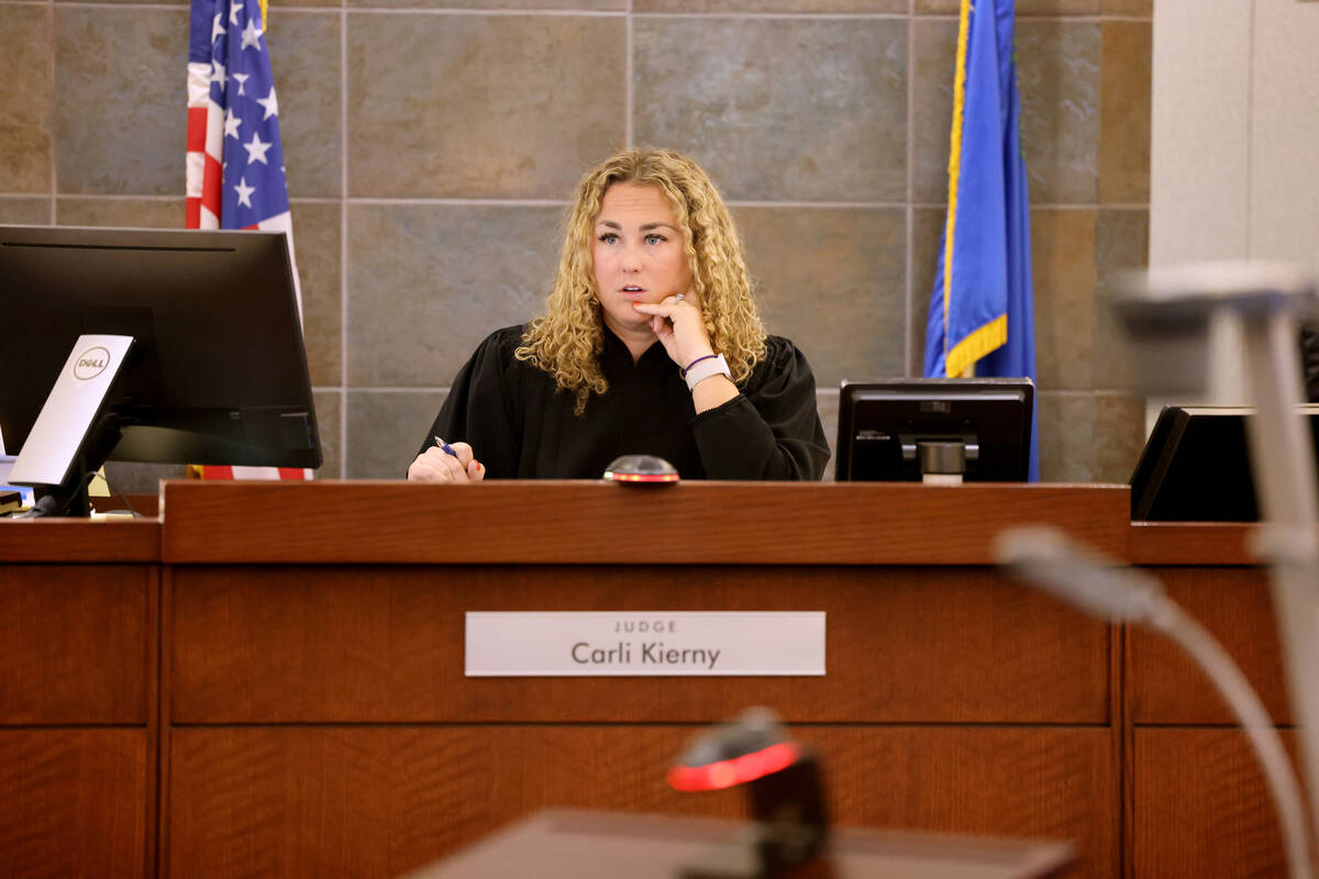 Clark County District Court Judge Carli Kierny presides in the case of Brandon Toseland, who is ...