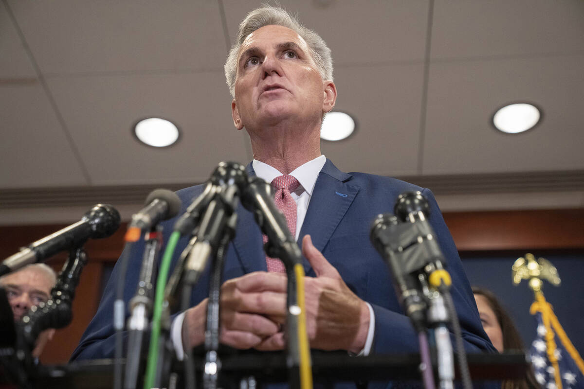 House Minority Leader Kevin McCarthy, of Calif., speaks during a news conference, Nov. 15, 2022 ...