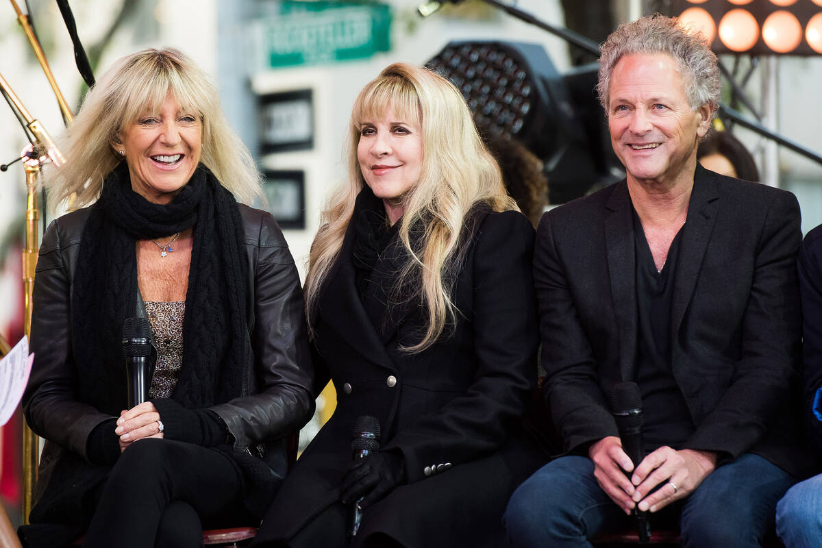 Christine McVie, left, Stevie Nicks and Lindsey Buckingham from the band Fleetwood Mac appear o ...