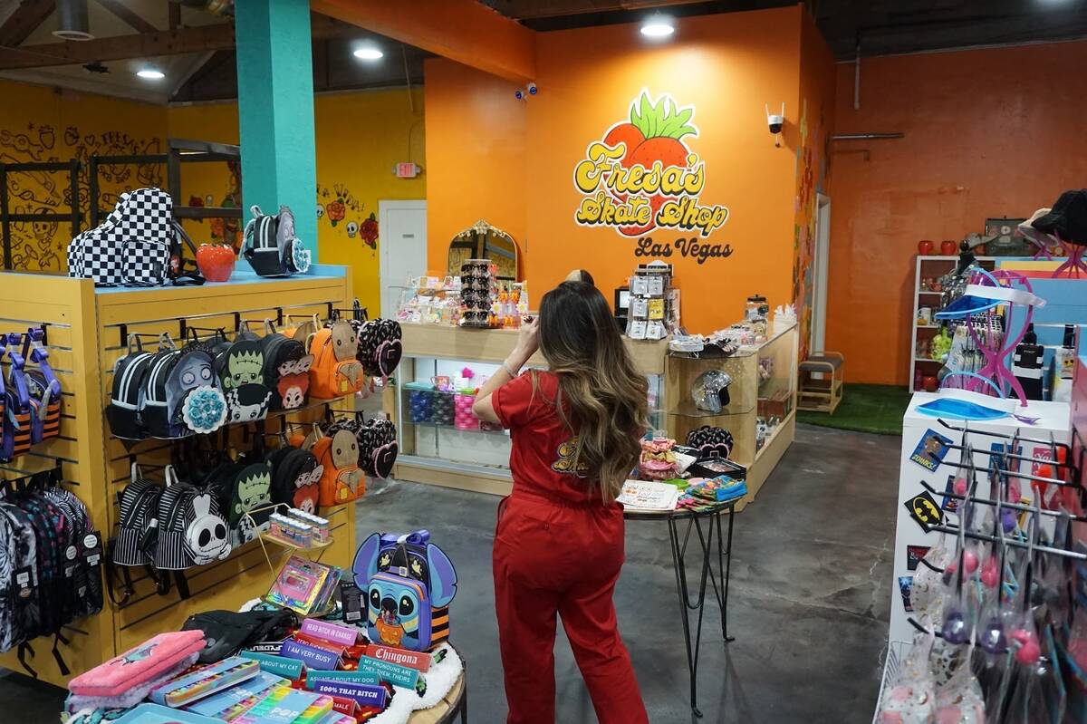 Part of the inside of Fresa's Skate Shop located in the Arts District shown by the owner, Amand ...