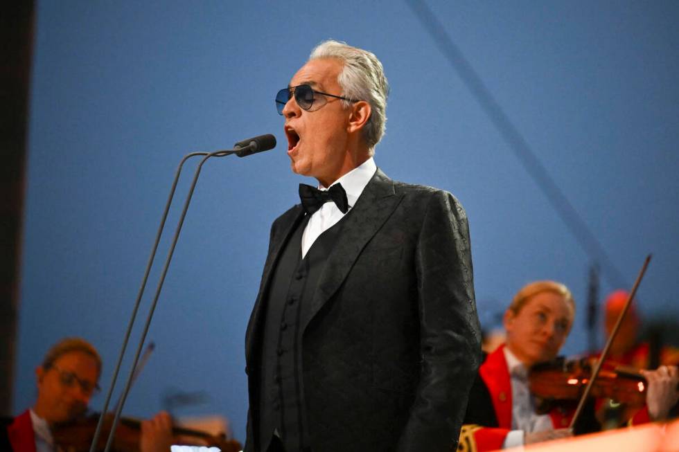 FILE - Andrea Bocelli performs at the Platinum Jubilee concert in front of Buckingham Palace in ...