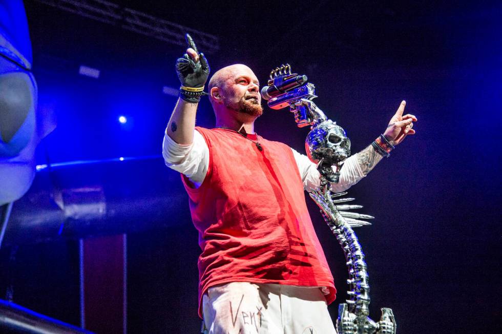 Ivan L. Moody of Five Finger Death Punch seen at the Ruoff Home Mortgage Music Center on Friday ...