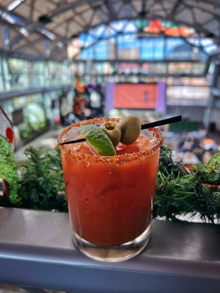 A spicy bloody Mary is being served on New Year's Day 2023 at the Front Yard in Ellis Island Ca ...