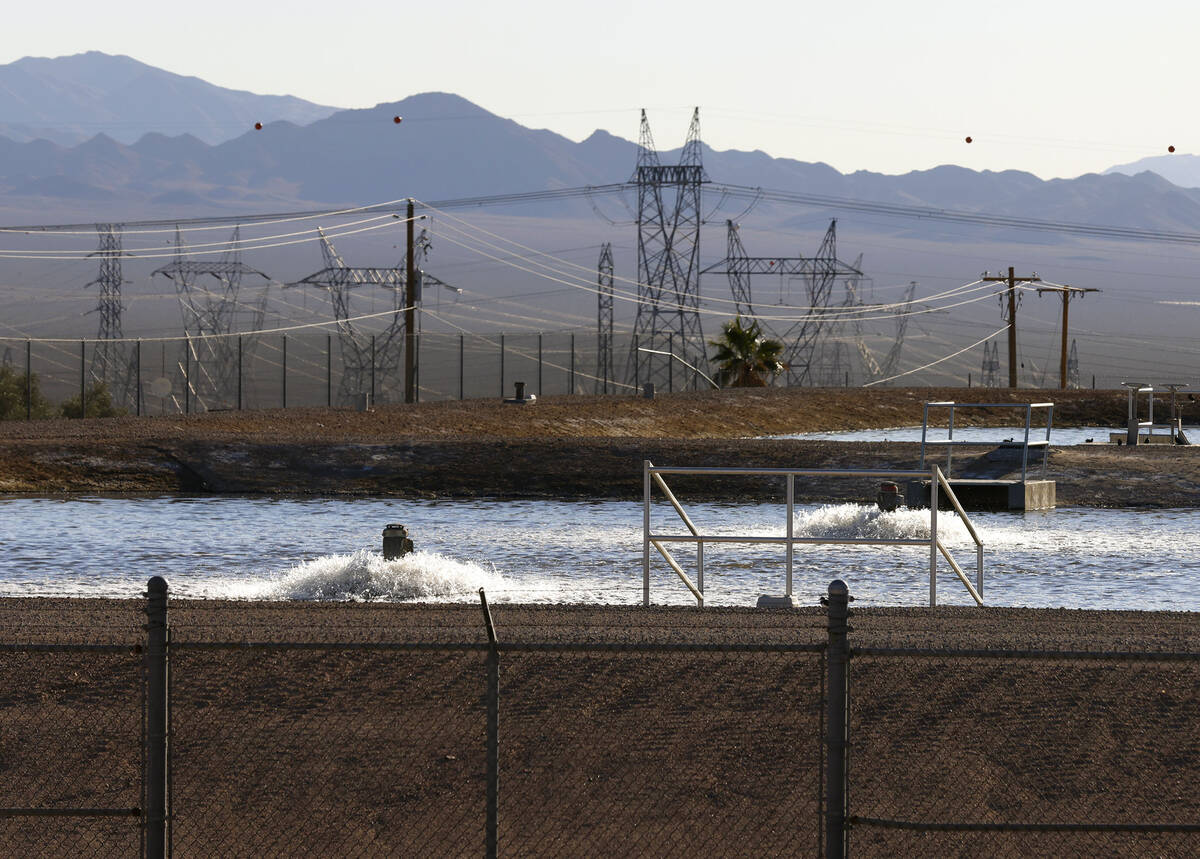 Evaporation ponds at the Boulder City wastewater treatment facility are shown on Wednesday, Nov ...