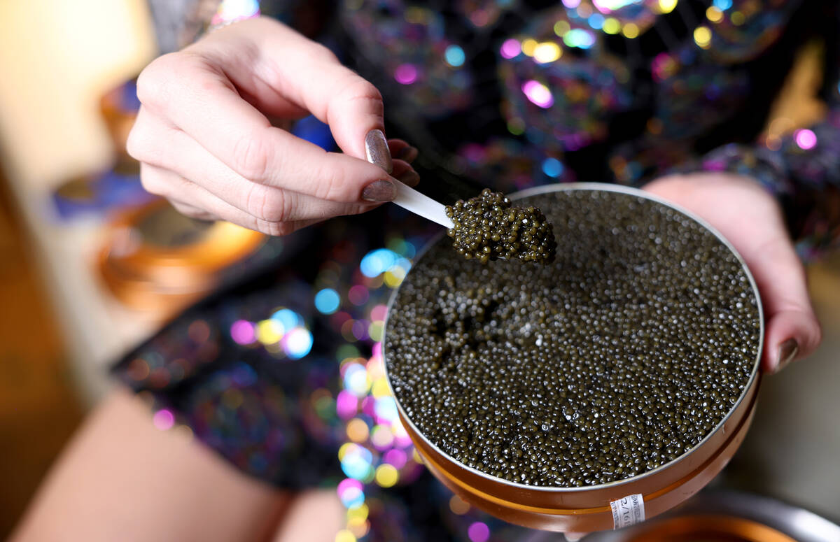 Nina Manchev, chef and owner of Forte Tapas and The Caviar Collective, with caviar at her Las V ...