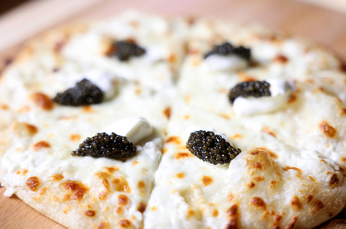 Caviar on flatbread at Forte Tapas restaurant in Las Vegas owned by chef Nina Manchev Wednesday ...