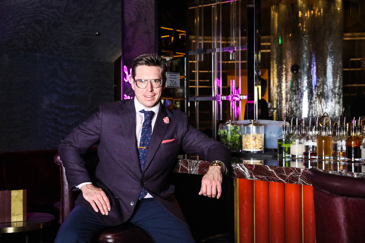 Andrew Pollard, property mixologist for The Cosmopolitan, at the Vesper Bar at The Cosmopolitan ...