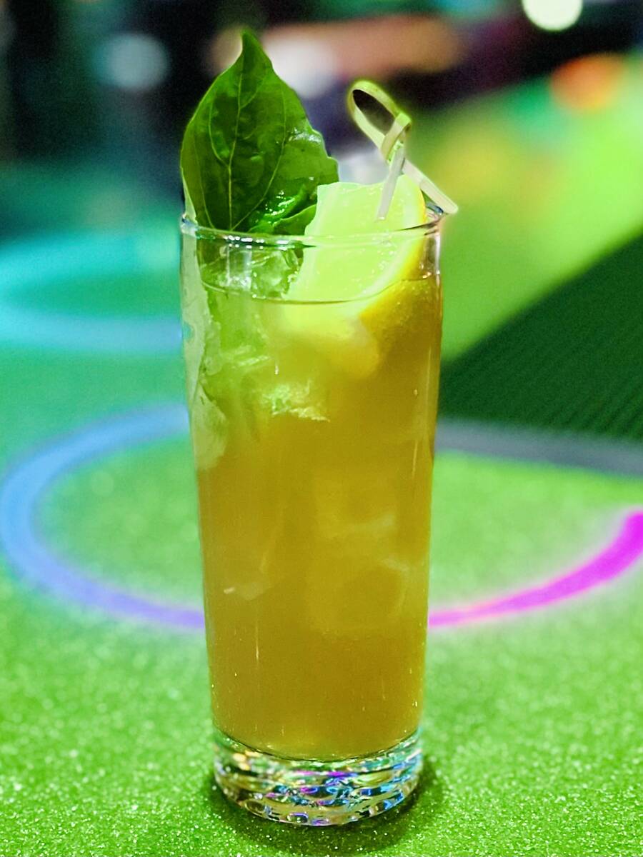 A Dirty Basil Angel cocktail from Emporium Arcade Bar in Area 15 in Las Vegas. (Emporium Arcade ...