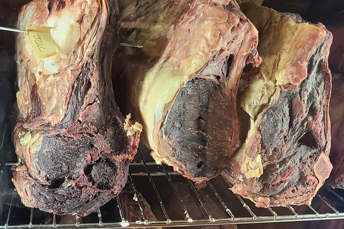 Beef dry-ages in house at 138 Degrees restaurant in Henderson. (138 Degrees)