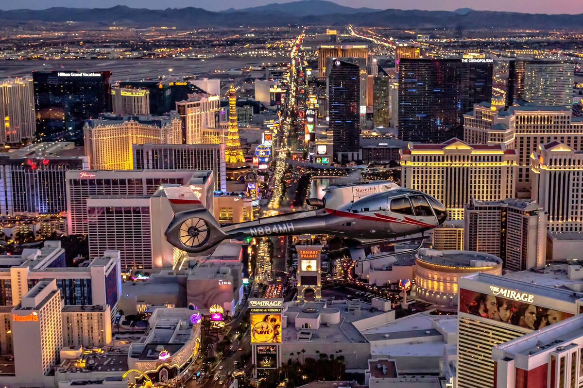 A Maverick Helicopters package combines dining at Strip restaurants with a flight above the Str ...