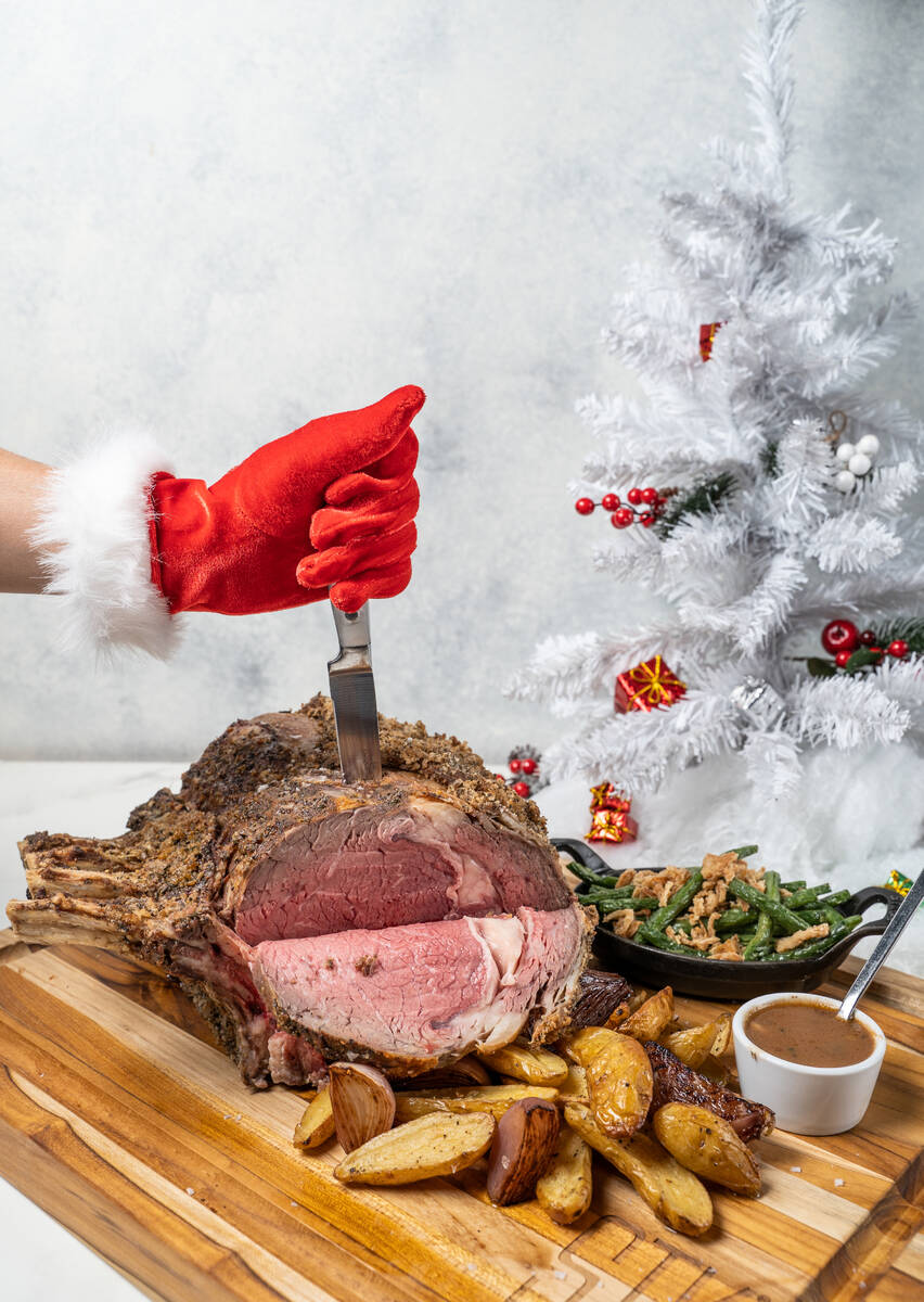 Roasted prime rib is being served on Christmas Day 2022 at STK Steakhouse in The Cosmopolitan o ...