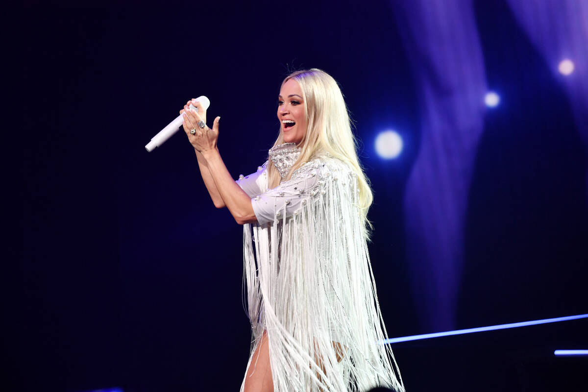Carrie Underwood performs during her premiere at the Theater at Resorts World on Wednesday, Dec ...