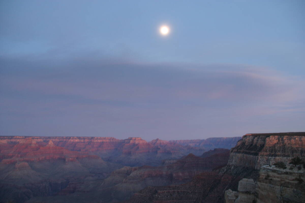 The Grand Canyon at moonrise from the south rim near Hermit's Rest on Dec. 30, 2017. (Richard N ...