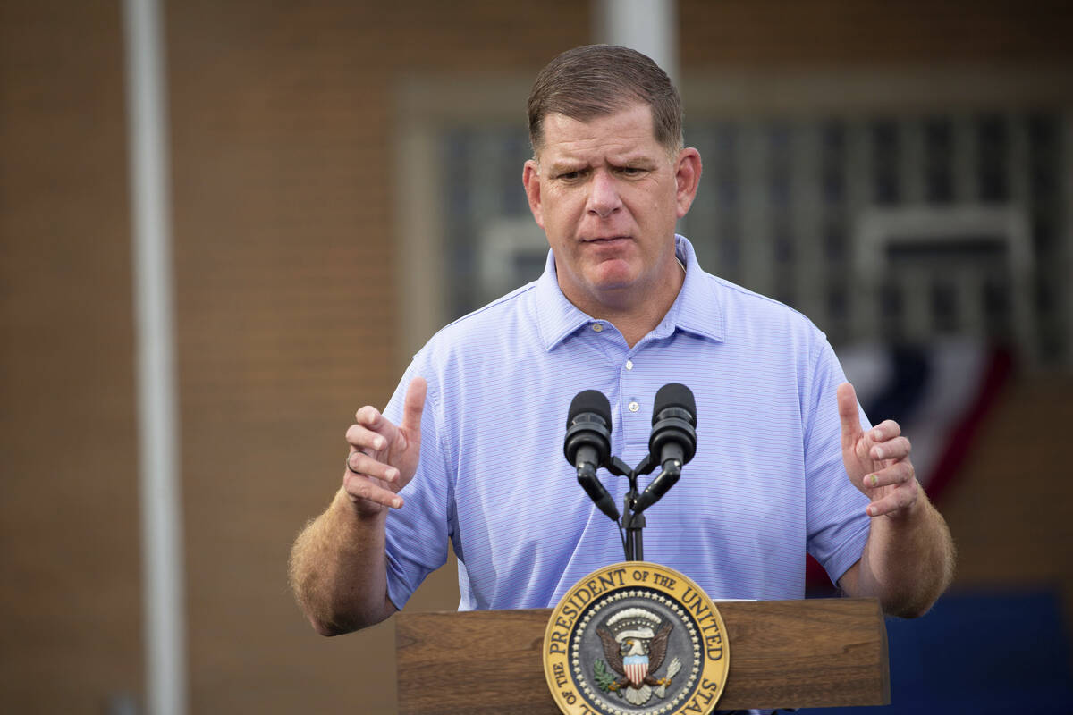 Secretary of Labor Marty Walsh speaks at a United Steel Workers of America Labor Day event in W ...