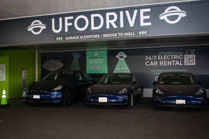 UFO Drive, an electric vehicle car rental service where people can rent cars using an app, laun ...