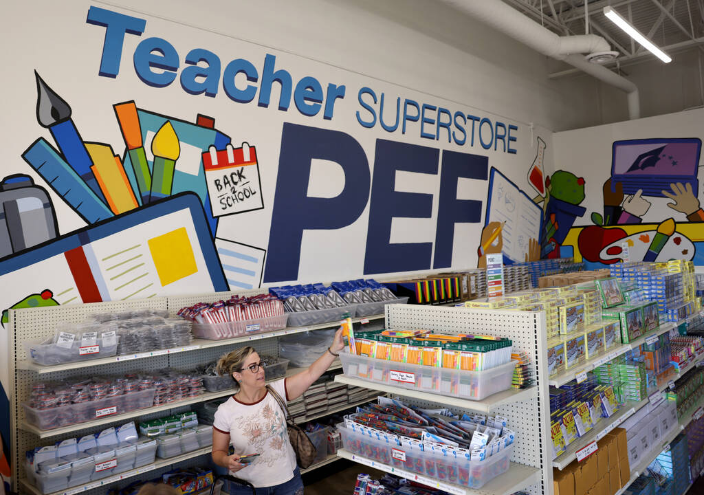 Shelley Montileaux, a 2nd grade teacher at Katz Elementary, shops at the Public Education Found ...