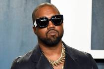 FILE - Kanye West arrives at the Vanity Fair Oscar Party on Feb. 9, 2020, in Beverly Hills, Cal ...