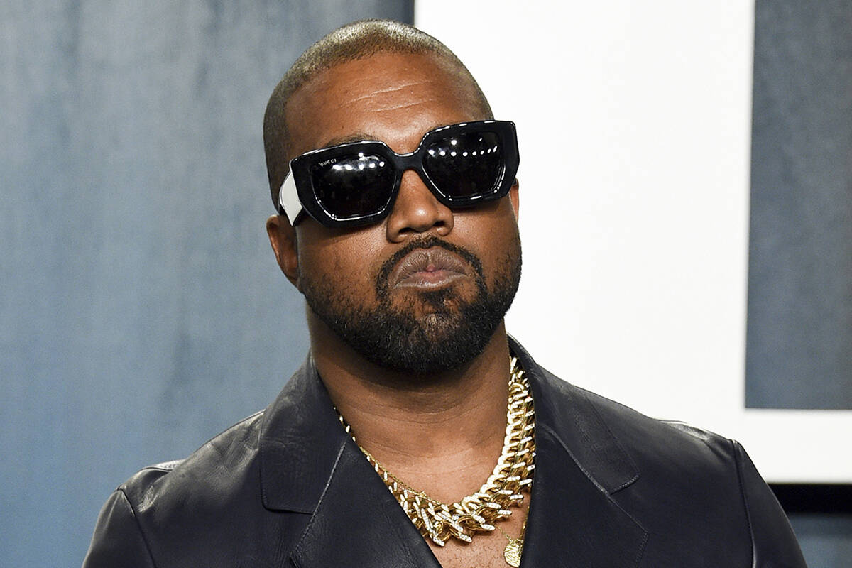 FILE - Kanye West arrives at the Vanity Fair Oscar Party on Feb. 9, 2020, in Beverly Hills, Cal ...