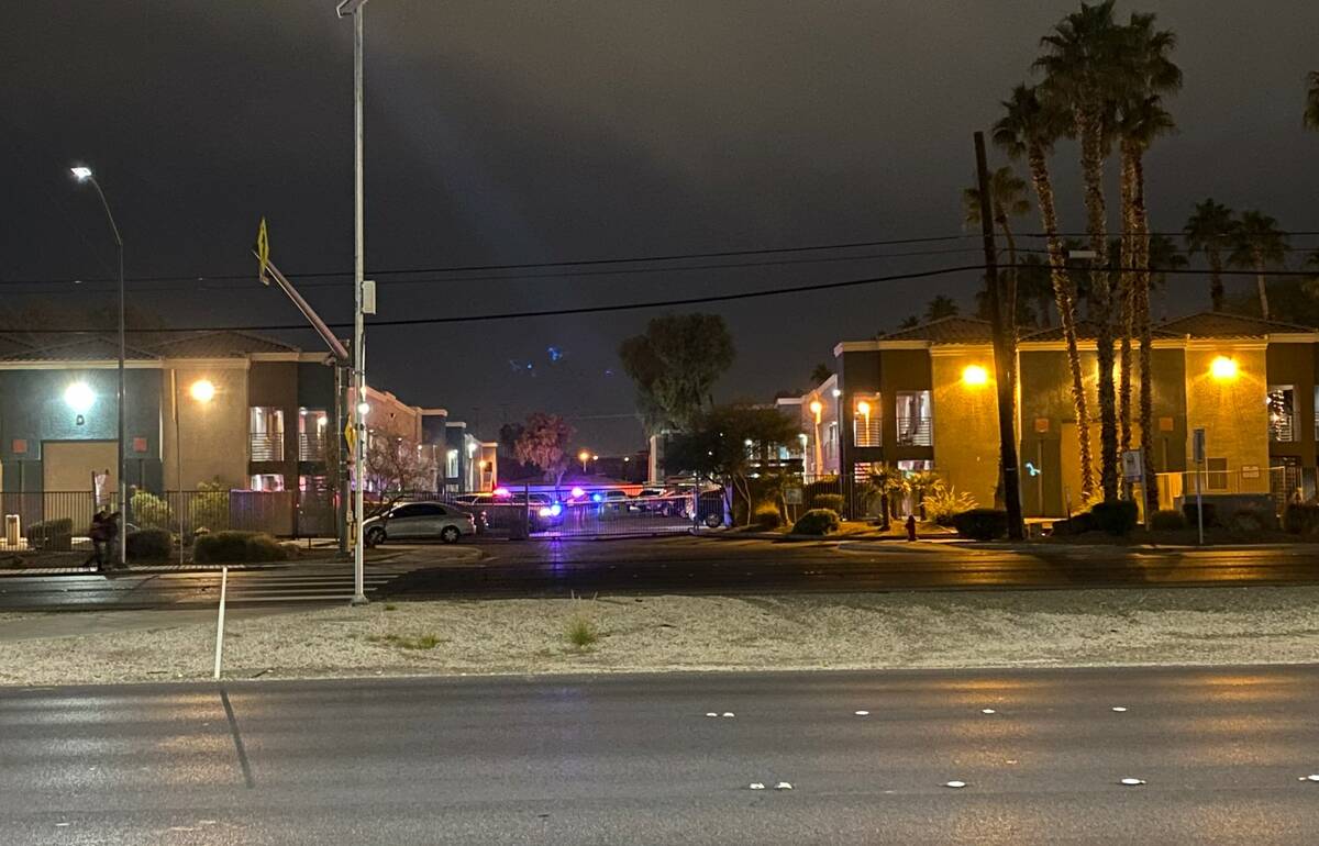 Las Vegas police were investigating a homicide at an apartment complex in the 4300 block of Bou ...