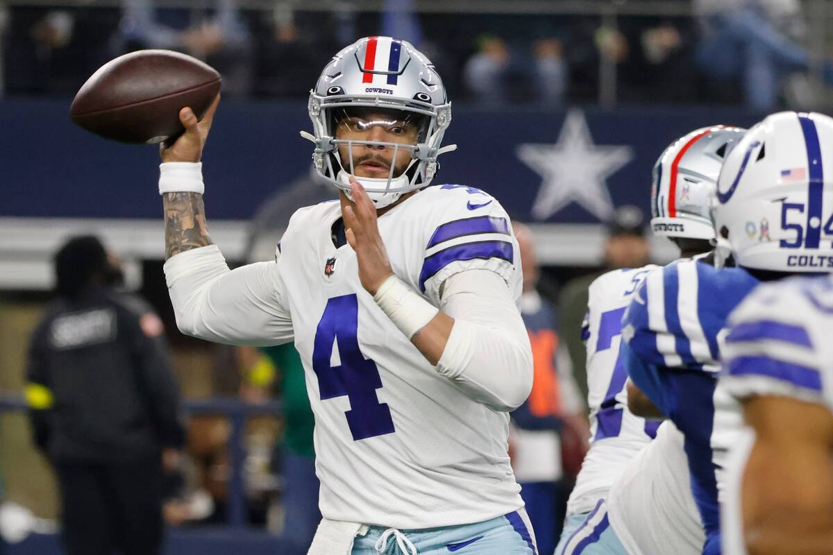 Dallas Cowboys quarterback Dak Prescott (4) throws during the first half of an NFL football gam ...