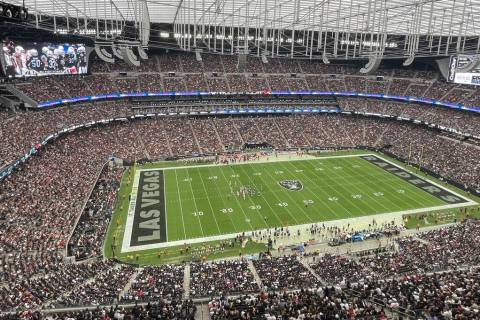 Fans pack Allegiant Stadium on Sept. 18, 2022, as the Raiders take on the Arizona Cardinals. (M ...
