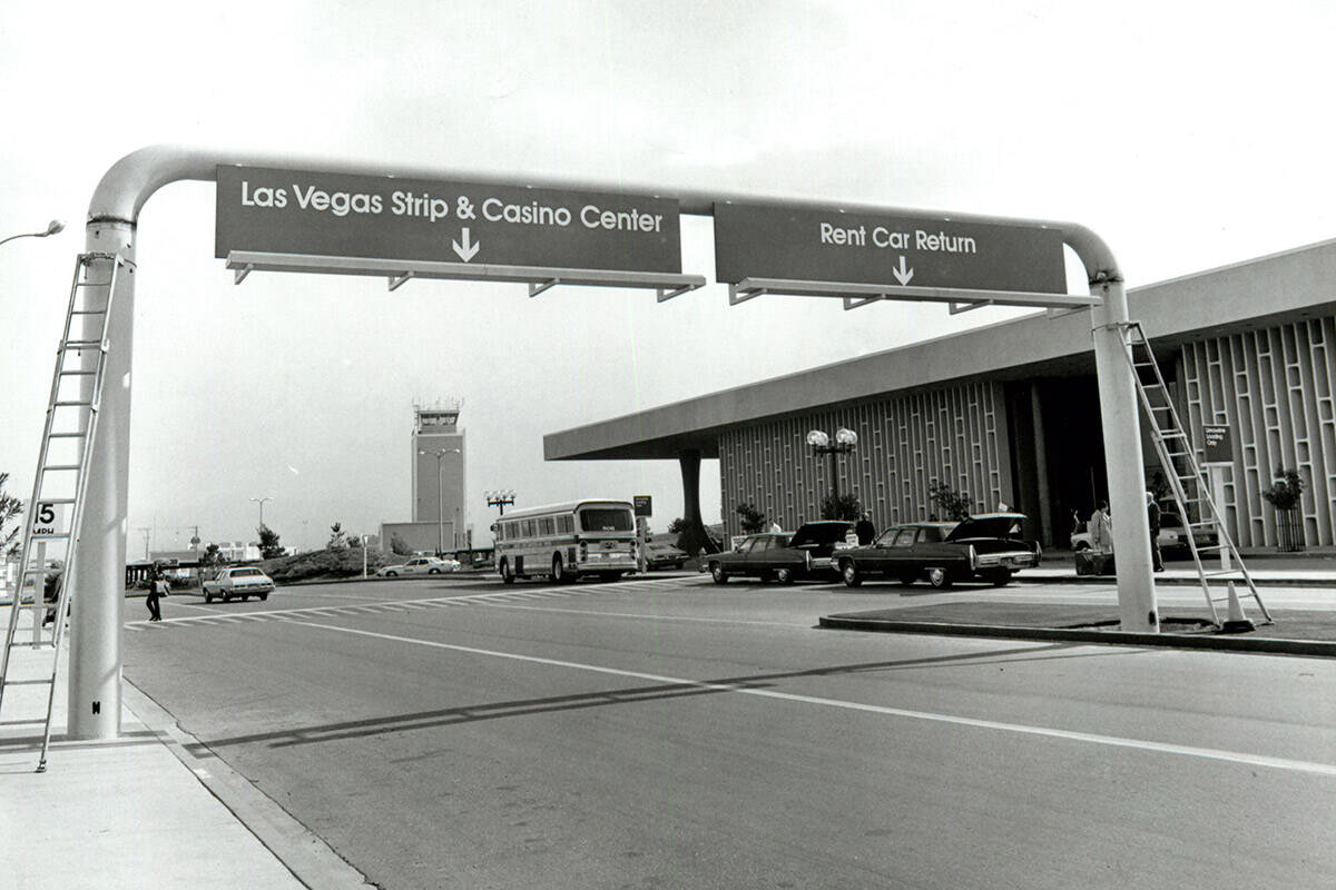 McCarran International Airport exit on March 25, 1975. (Gary Thompson/Las Vegas Review-Journal)