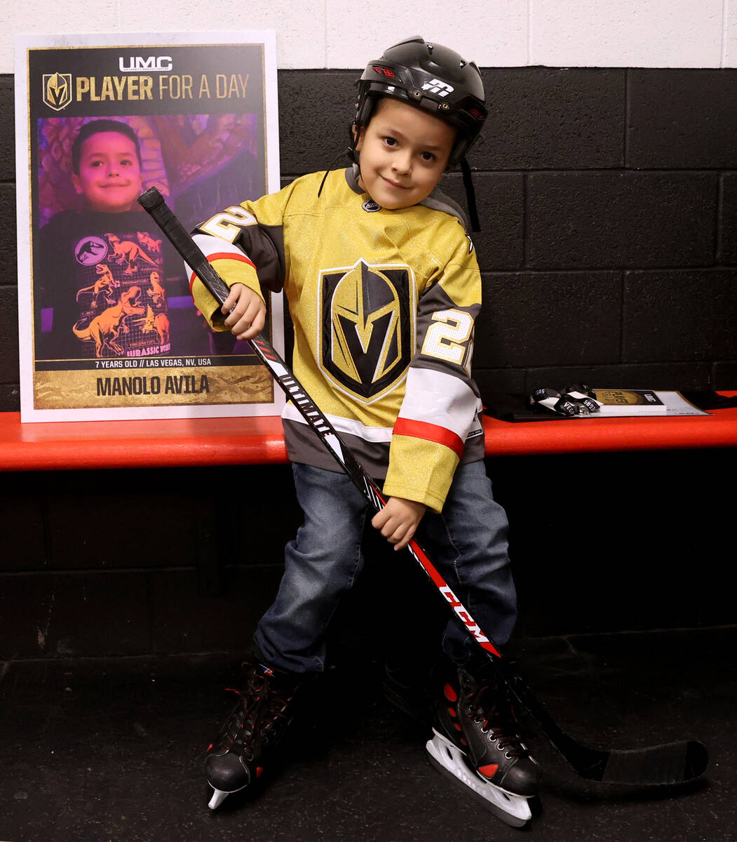Former UMC Children’s Hospital patient Manolo Avila, 7, gets ready to play during a Vega ...