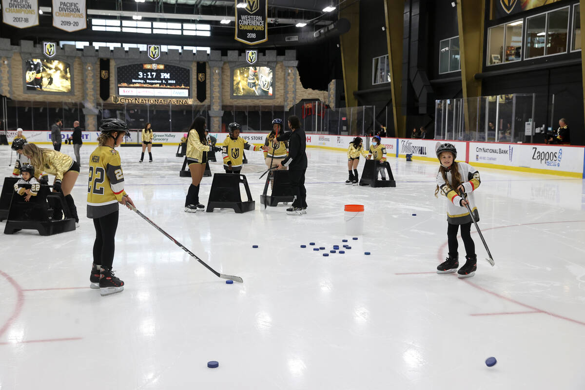 Former UMC Children’s Hospital patients play during a Vegas Golden Knights “Playe ...