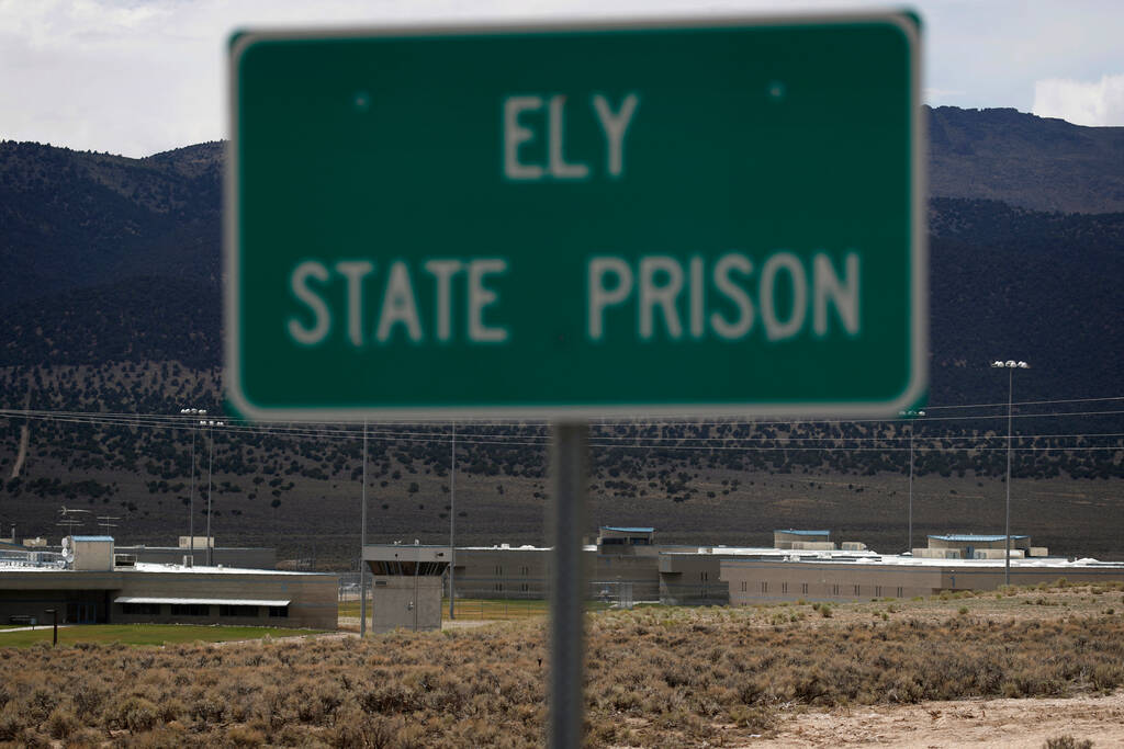In this July 11, 2018, file photo, a sign marks the entrance to Ely State Prison, the location ...